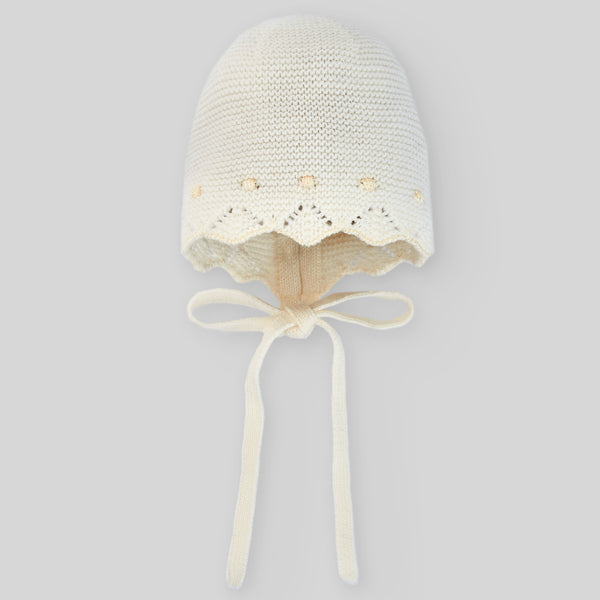 Knit Newborn Bonnet Paz - Cream/Beige