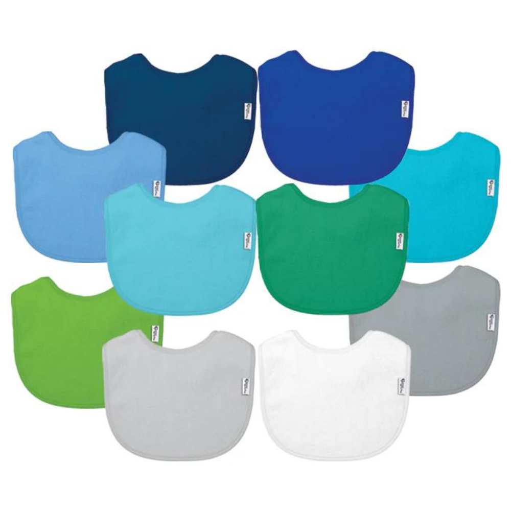 Green Sprouts Stay-Dry Everyday Bibs 10 pack - Blue Set - Luna Baby Store Miami