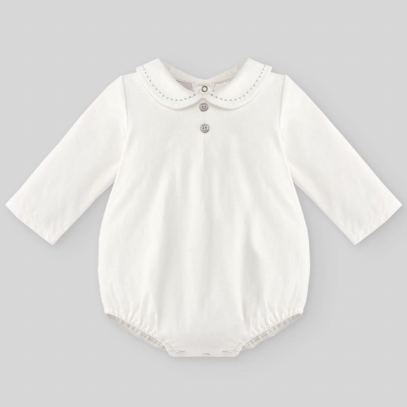 Paz Rodriguez Knit Newborn Body Essencial - Cream/Gem Green