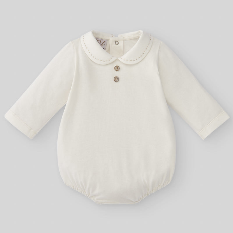 Paz Rodriguez Knit Newborn Body Essencial - Cream/Light Brown