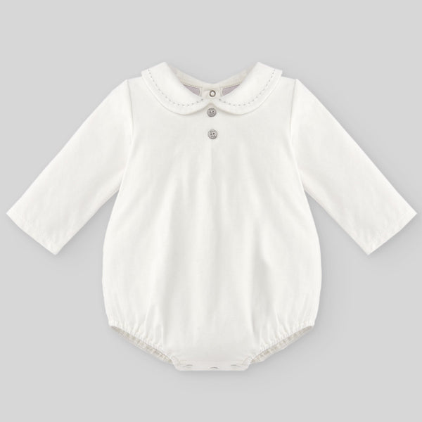 Paz Rodriguez Knit Newborn Body Essencial - Cream/Grey