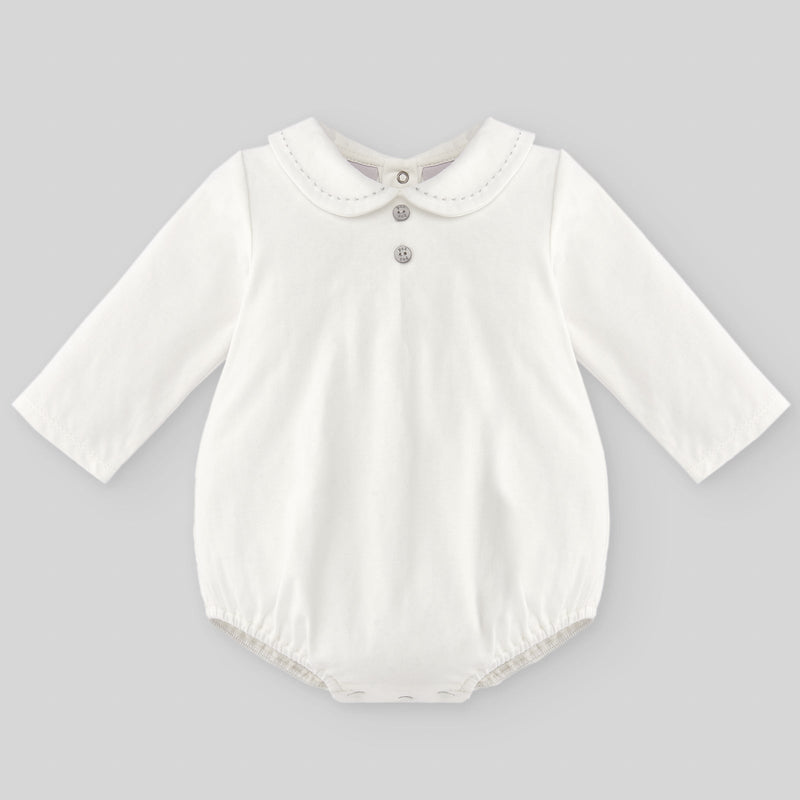 Paz Rodriguez Knit Newborn Body Essencial - Cream/Grey