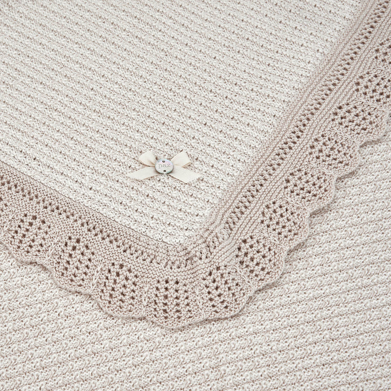 Knit Newborn Shawl Opera - Linen/Cream