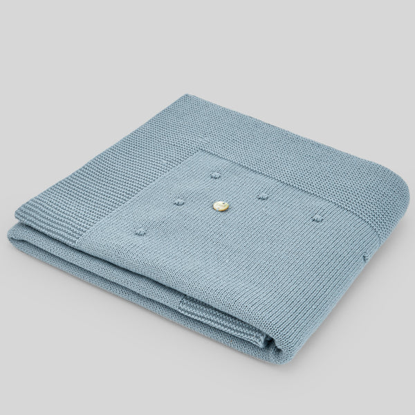Knit Newborn Blanket Magia - Blue Fog