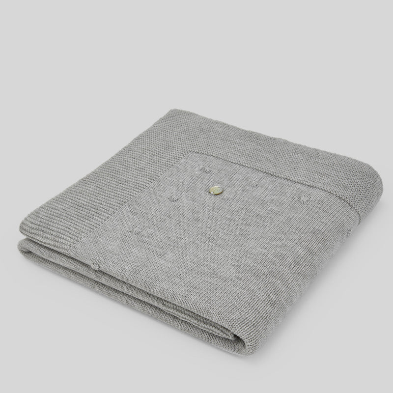 Paz Rodriguez Knit Newborn Blanket Magia - Grey Pearl/Lana