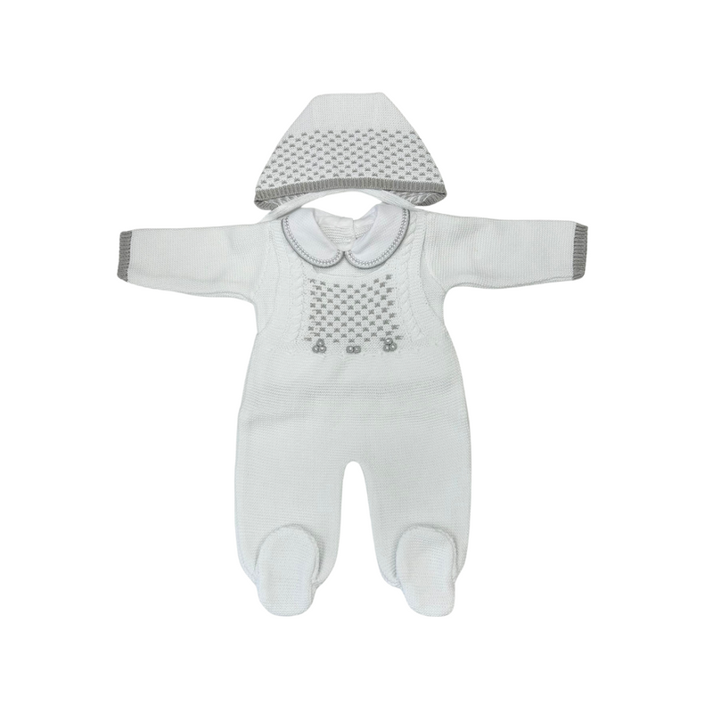 Luna Baby Knit Set Newborn - White & Grey