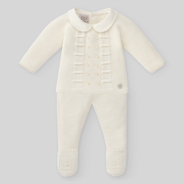 Knit Newborn Boy Sweater & Pant - Cream/Beige