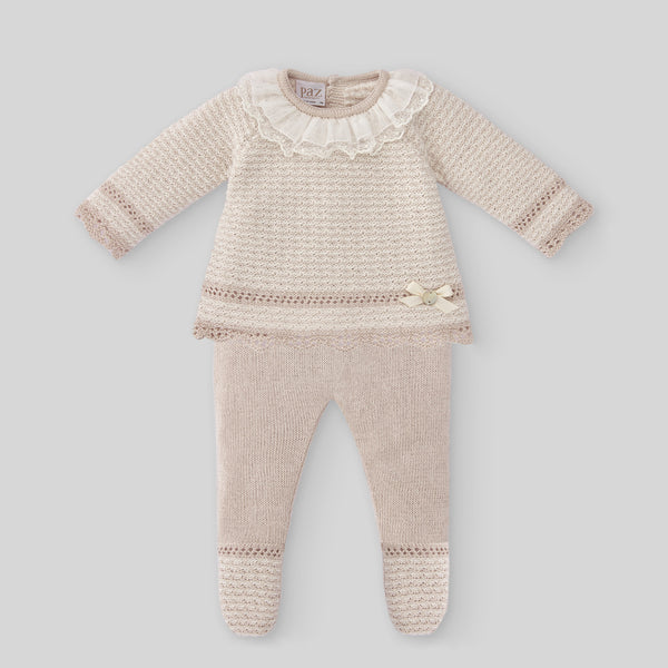 Knit Newborn Sweater & Pant - Linen Cream