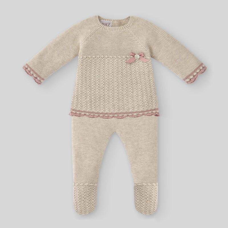 Knit Newborn Sweater Ballet - Light Brown/Misty