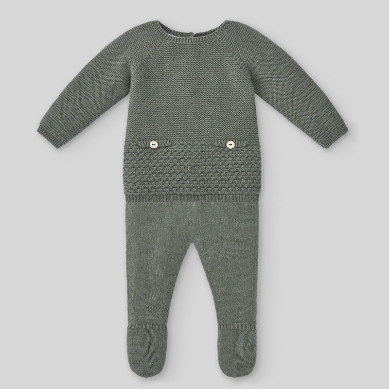 Set Knit Newborn Sweater & Pant - Pine Green