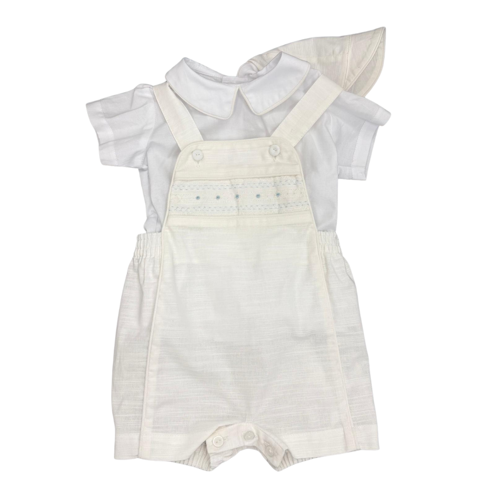 Smocked Baby Shortall Set - Off White