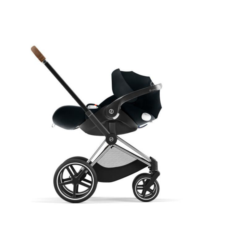 Cybex Priam 4 Stroller - Chrome/Brown Frame and Deep Black Seat Pack