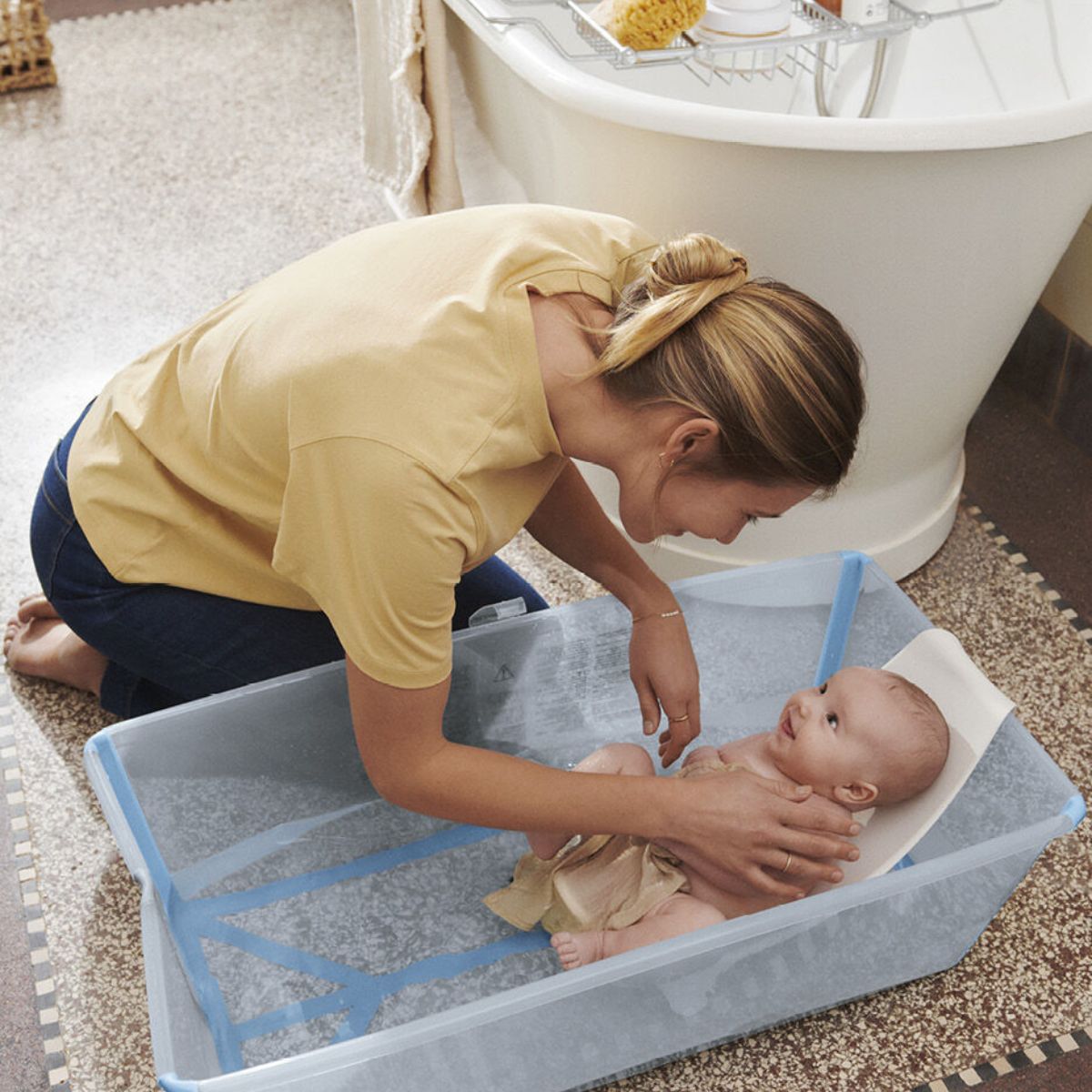 Stokke Flexi Bath X-Large Bundle - Ocean Blue on Luna Baby Store Miami