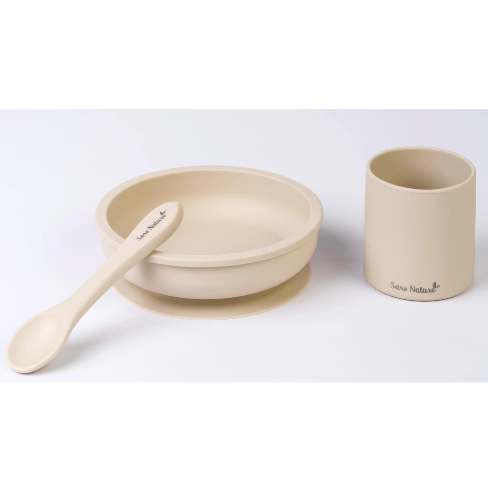 Saro Nordic Party 3 Piece Feeding Set - Sand - Luna Baby Store Miami