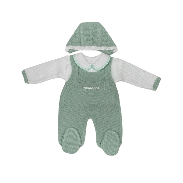 Luna Baby Knit Set Newborn - Green & White