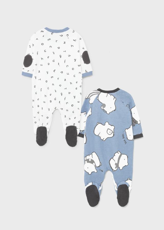 Mayoral Two Footed Onesies Set With Bib Newborn Boy