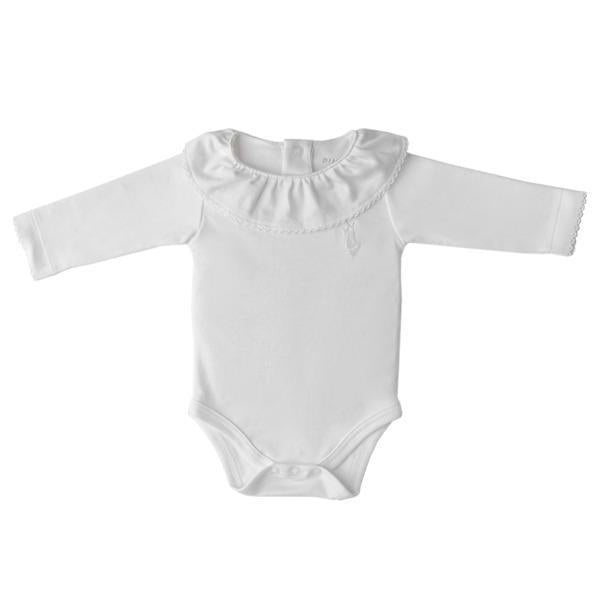 Pima Lima Long Sleeve Pointed Ruffle Collar BodySuit Off White