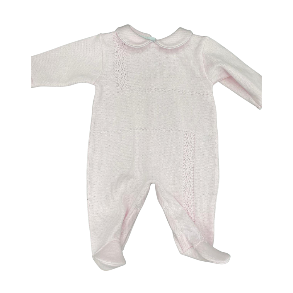 Knitted Jumpsuit With a Round Neck - Pink on Luna Baby Store Miami