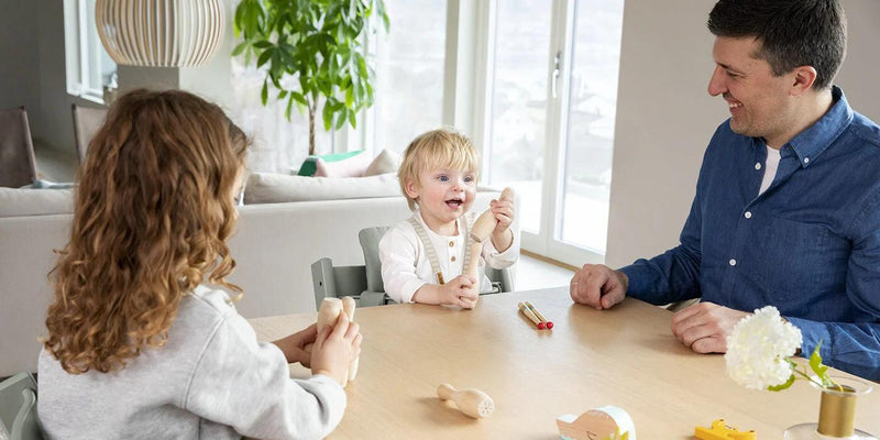 Stokke Tripp Trapp High Chair & Cushion With Tray - Natural, Glacier Green Cushion