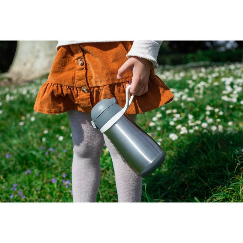 Beaba Stainless Steel Kids Water Bottle - Charcoal