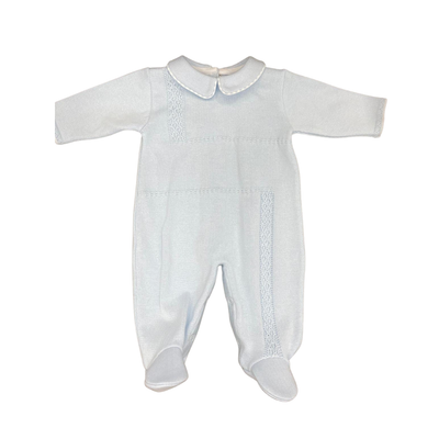 Knitted Jumpsuit With Neck Details - Blue