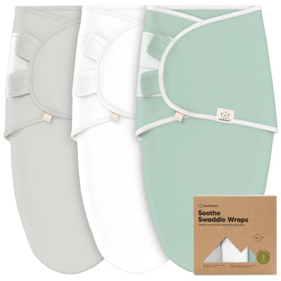 KeaBabies 3pk Soothe Baby Swaddles 0-3 Months, Sleep Sack For Newborns Sage
