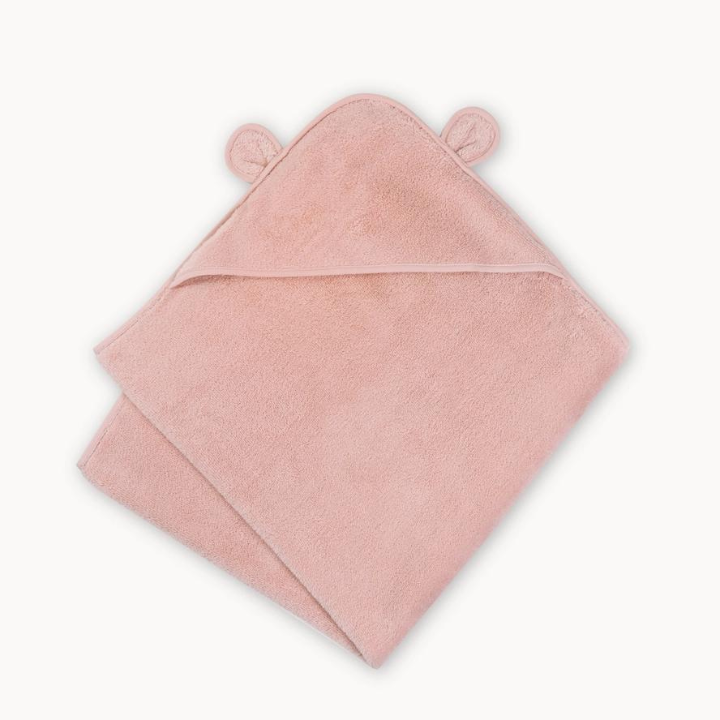 Natemia Organic Cotton Hooded Towel For Babies and Toddlers - Pink