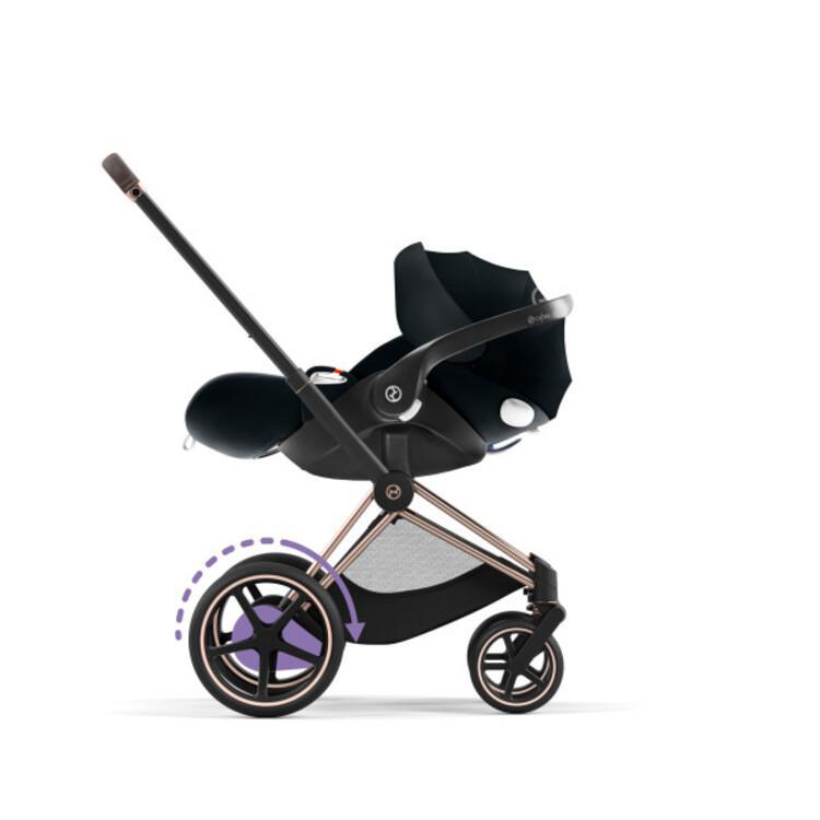 Cybex E-Priam 2 Stroller - Rose Gold/Brown Frame and Soho Grey Seat Pack