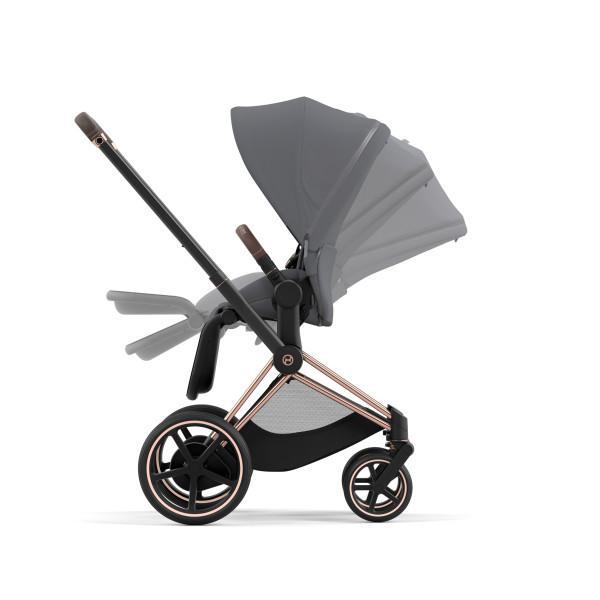 Cybex E-Priam 2 Stroller - Rose Gold/Brown Frame and Soho Grey Seat Pack - Premium Comfort and Versatility