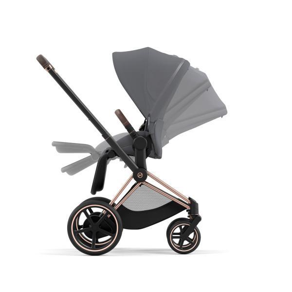 Cybex E-Priam 2 Stroller - Rose Gold/Brown Frame and Soho Grey Seat Pack