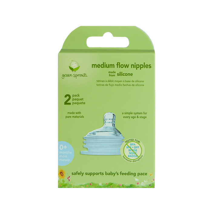 Green Sprouts Medium Flow Nipples Made From Silicone (2 Pack)