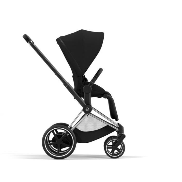 Cybex E-Priam 2 Stroller - Chrome/Black Frame + Deep Black Seat Pack