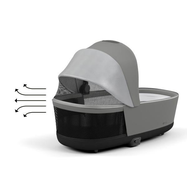 Cybex Priam 4/E-Priam 2 Lux Carry Cot - Soho Grey - Panoramic Ventilation Design
