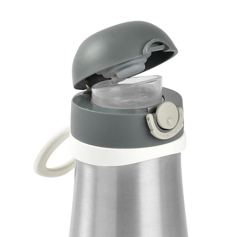 Beaba Stainless Steel Kids Water Bottle - Charcoal