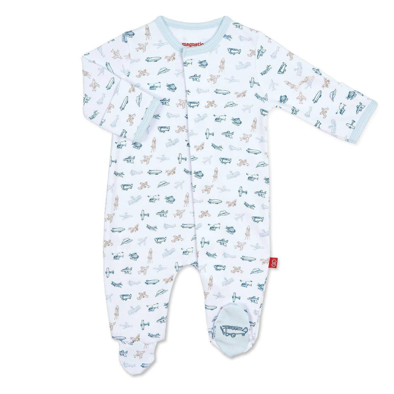 Magnetic Me Airplanes Organic Cotton Magnetic Footie