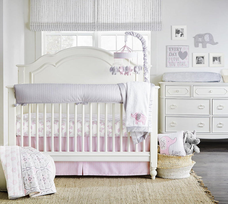 Musical Mobile For Baby Crib - Elephant Pink/Grey