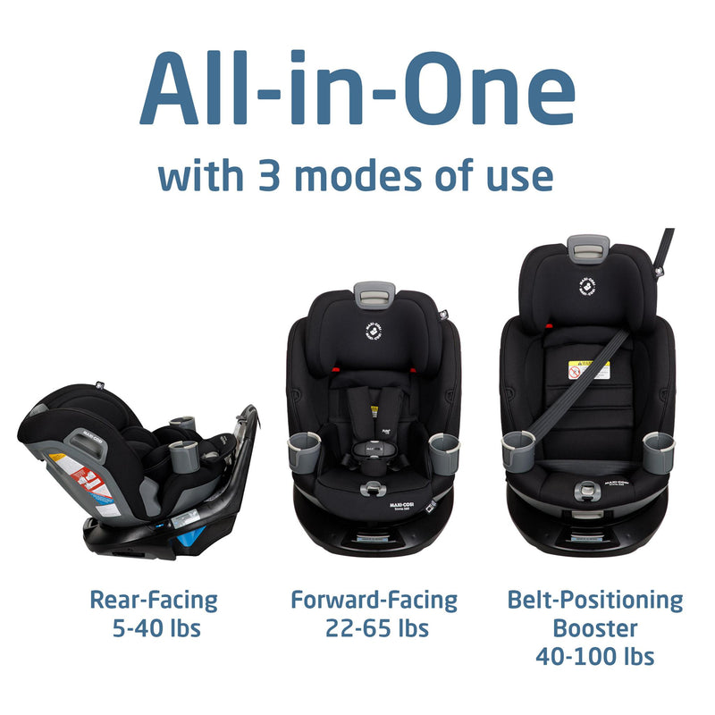 Maxi Cosi Emme 360 Rotating All-in-One Car Seat - Midnight Black