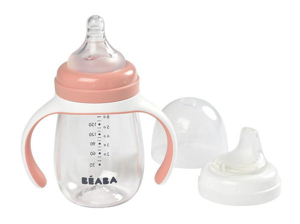 Beaba 2 in 1 Bottle to Sippy Training Cup - Rose