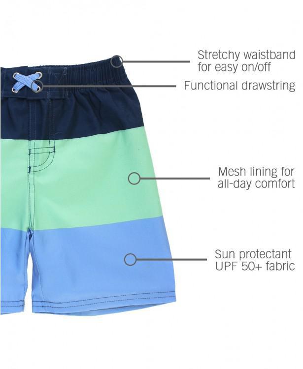 Rugged Butts Mint & Blue Color Block Swim Trunks