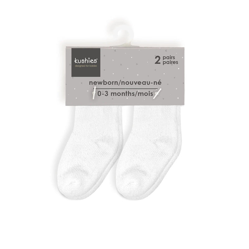 Kushies Baby Terry Socks 2Pack - White