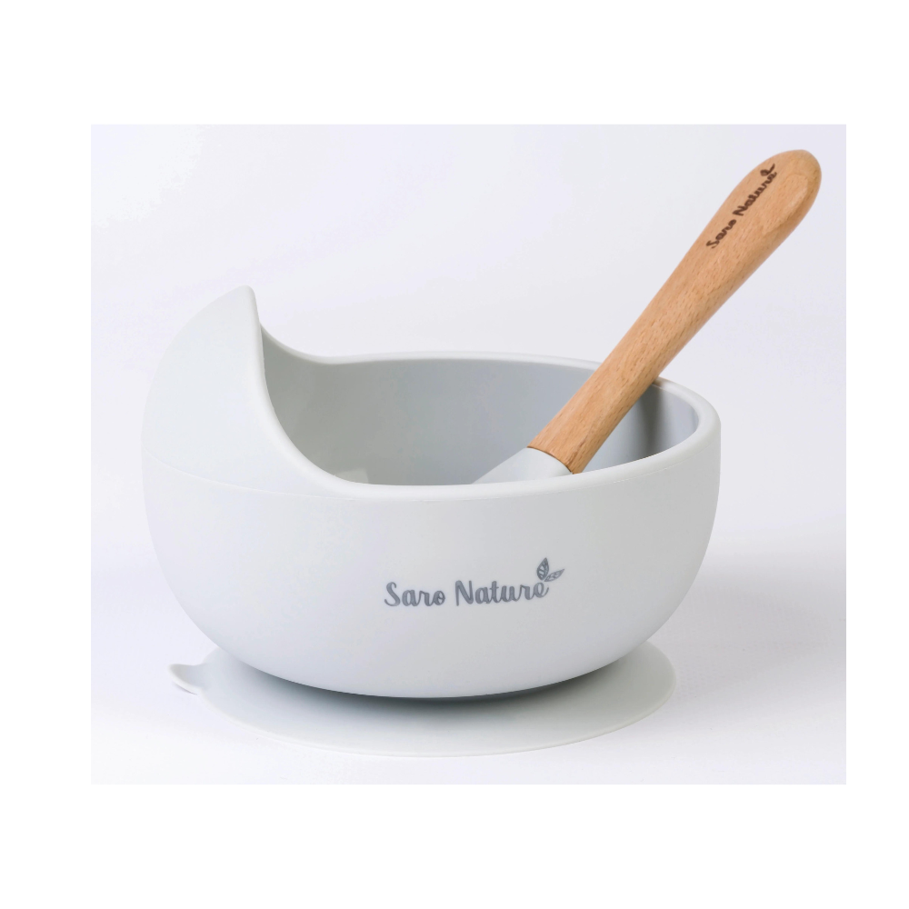 Saro Nordic Wave Bowl Feeding Set - Grey - Luna Baby Store Miami