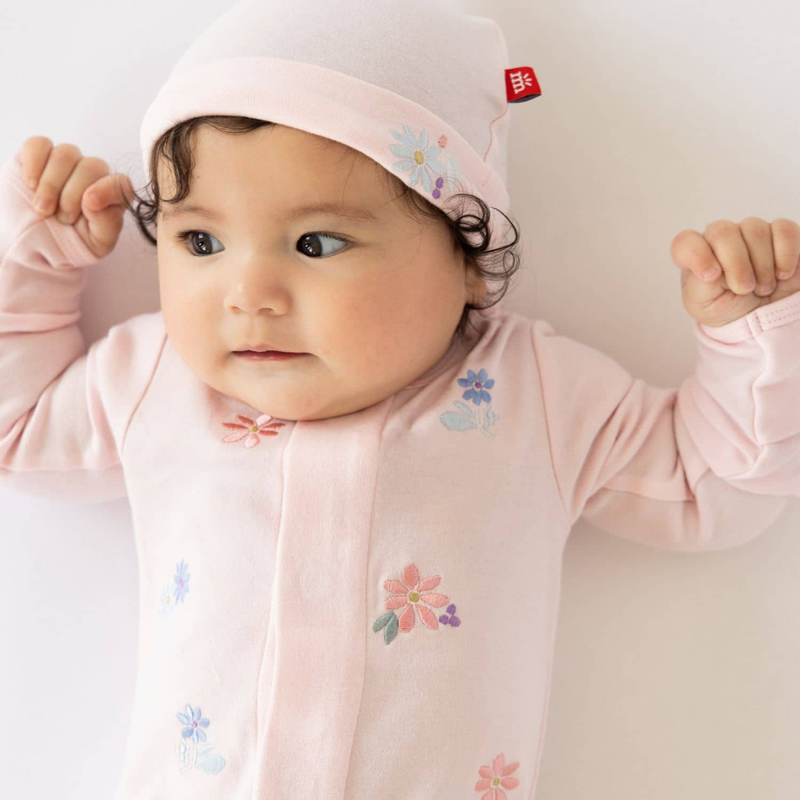 Magnetic Me Forget Me Not Organic Cotton Magnetic Footie + Hat Set - Floral - Luna Baby Store Miami