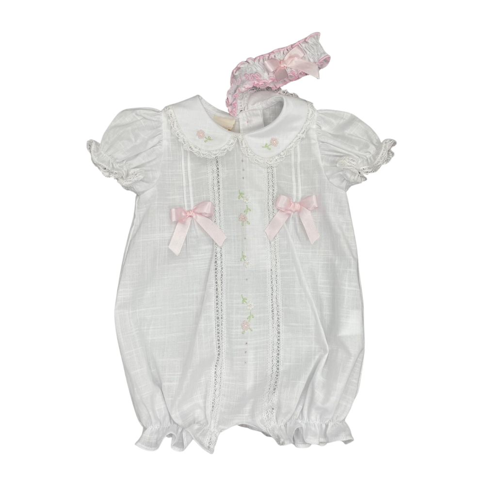 Baby Embroidered Romper - White