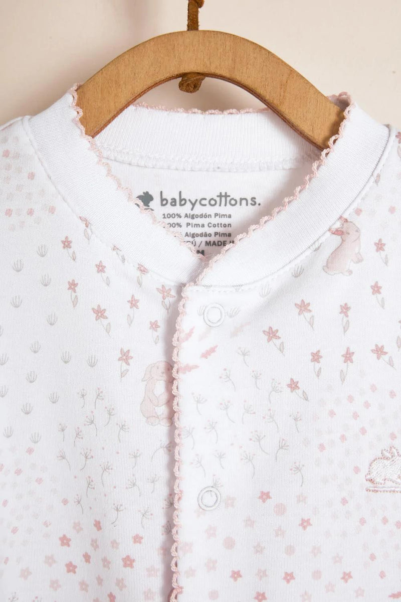 Babycottons Farm Footed Pajama White & Pink