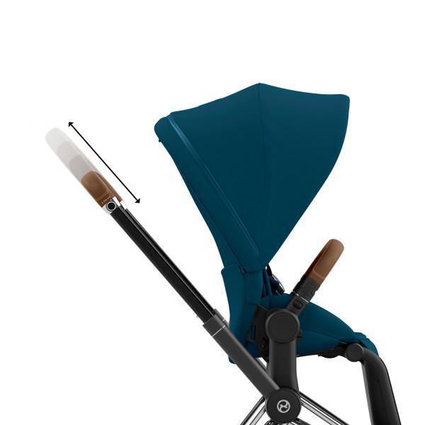 Cybex E-Priam 2 Stroller - Chrome/Brown Frame and Mountain Blue Seat Pack