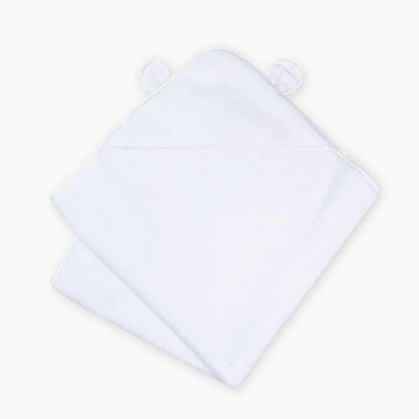 Natemia Organic Cotton Hooded Towel For Babies and Toddlers - White - Luna Baby Store Miami