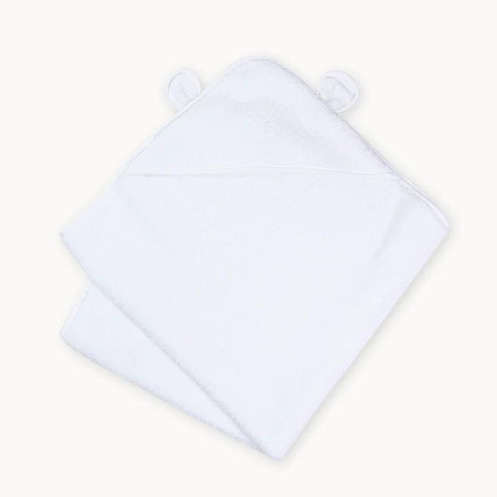 Natemia Organic Cotton Hooded Towel For Babies and Toddlers - White - Luna Baby Store Miami