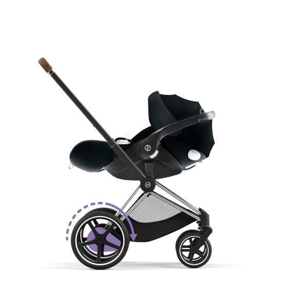 Cybex E-Priam 2 Stroller - Chrome/Brown Frame and Soho Grey Seat Pack