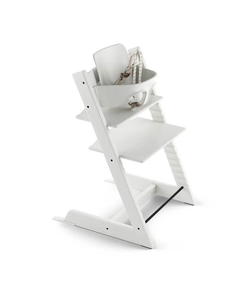 Stokke Tripp Trapp High Chair & Cushion With Tray - White, Nordic Blue Cushion