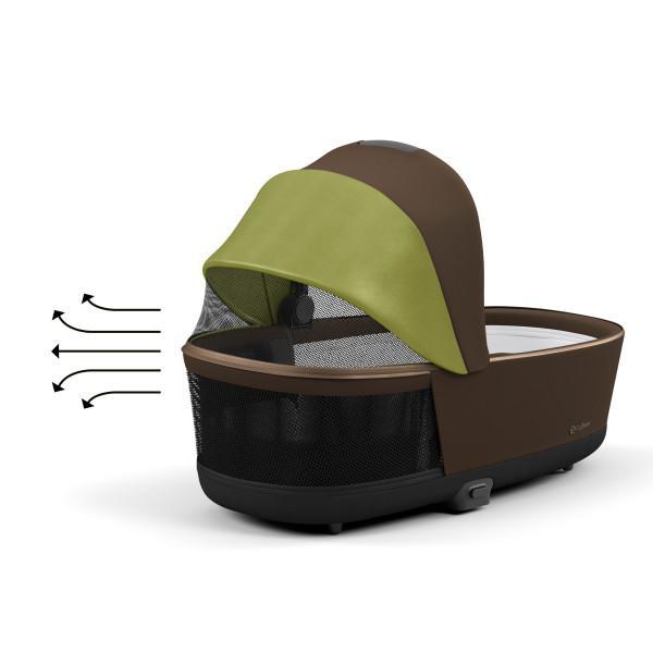 Cybex Priam 4/E-Priam 2 Lux Carry Cot - Khaki Green - Panoramic Ventilation Design